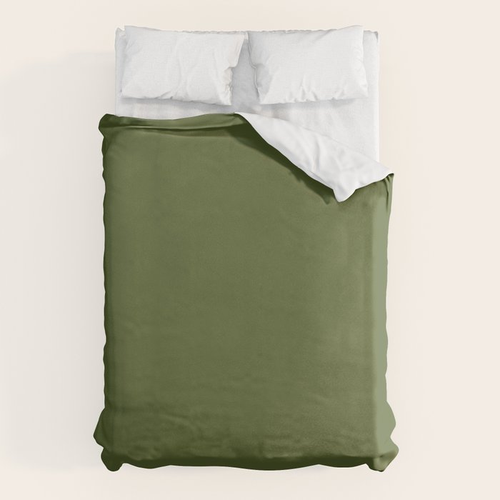 Olive Green Solid Color Duvet Cover Gallery Image 1