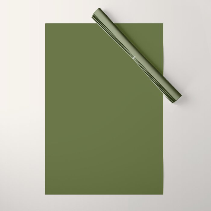 Olive Green Solid Color Wrapping Paper Gallery Image 1