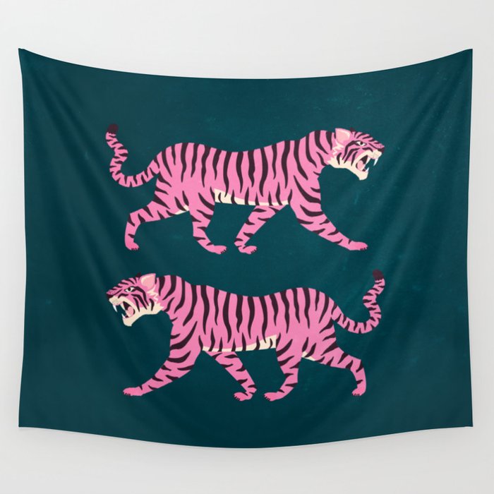 Fierce: Night Race Pink Tiger Edition Wall Tapestry Gallery Image 4