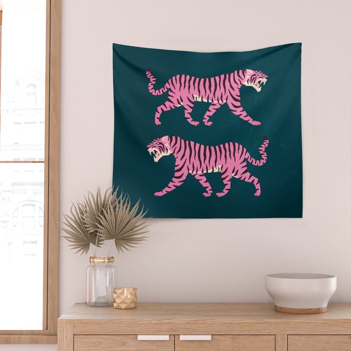 Fierce: Night Race Pink Tiger Edition Wall Tapestry Gallery Image 2
