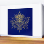 Sacred Lotus Mandala - Navy & Gold Palette Wall Mural Gallery Image 2