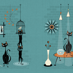 Mid Century Kitty Mishchief - w/ Orange ©studioxtine Coffee Mug Gallery Image 2