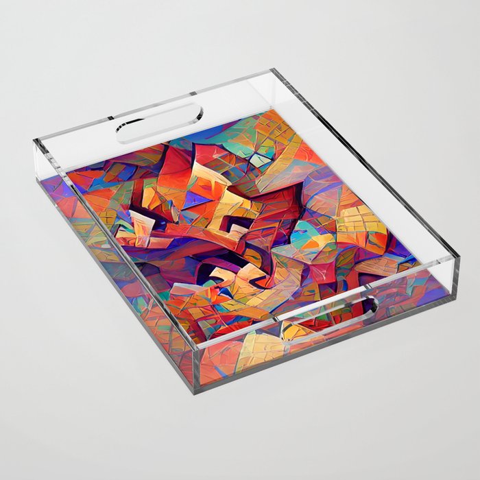 Colorful Distorted Squares Acrylic Tray Gallery Image 1