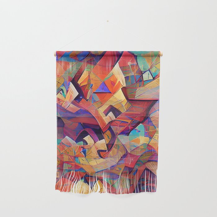 Colorful Distorted Squares Wall Hanging