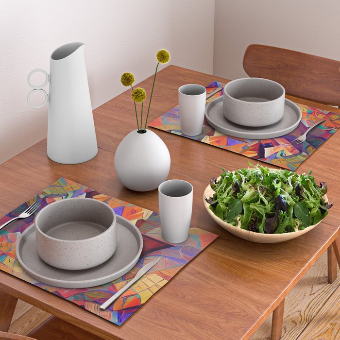 Colorful Distorted Squares Placemat Gallery Image 2
