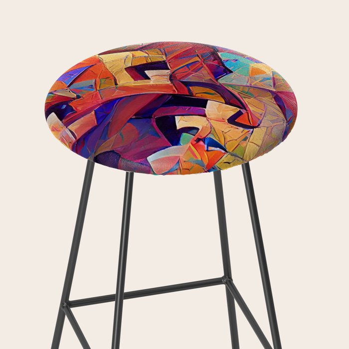 Colorful Distorted Squares Stool Gallery Image 2
