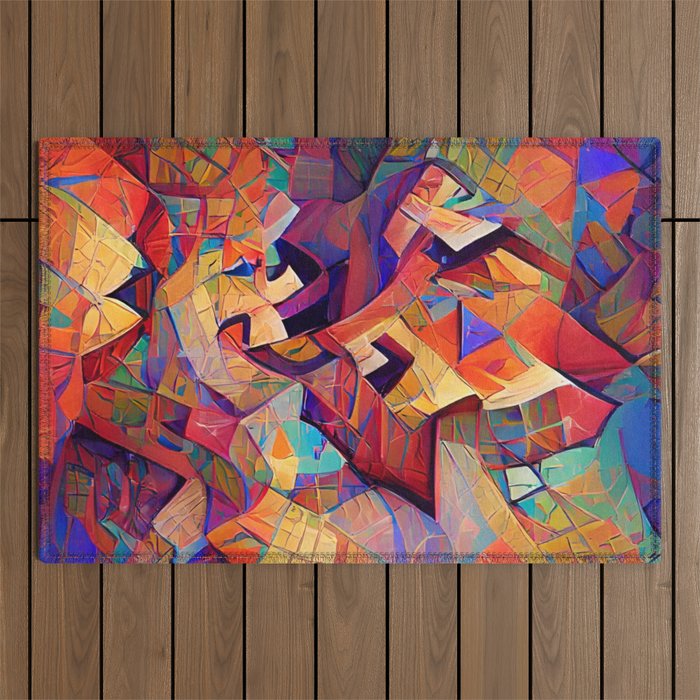 Colorful Distorted Squares Outdoor Rug Gallery Image 1