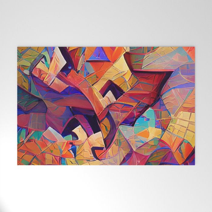Colorful Distorted Squares Welcome Mat Gallery Image 1