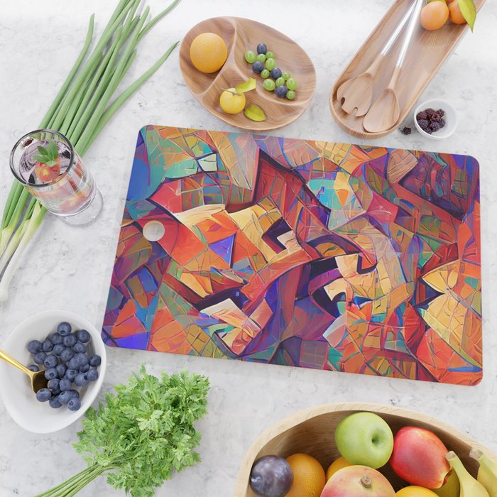 Colorful Distorted Squares Cutting Board Gallery Image 2