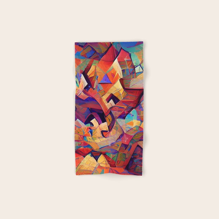Colorful Distorted Squares Bath Towel Gallery Image 1