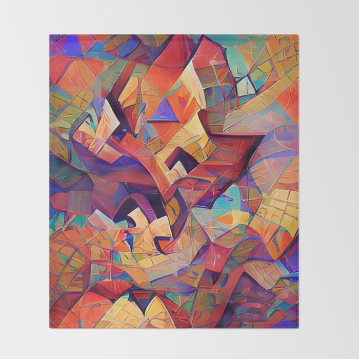 Colorful Distorted Squares Throw Blanket Gallery Image 2