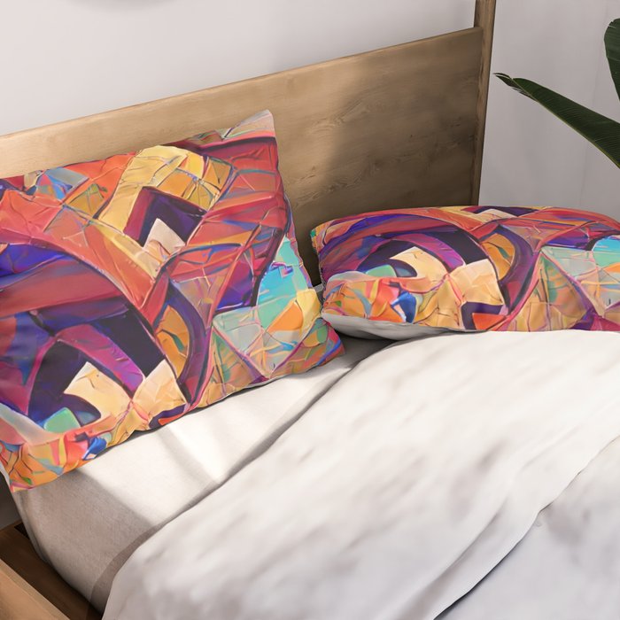 Colorful Distorted Squares Pillow Sham Gallery Image 2