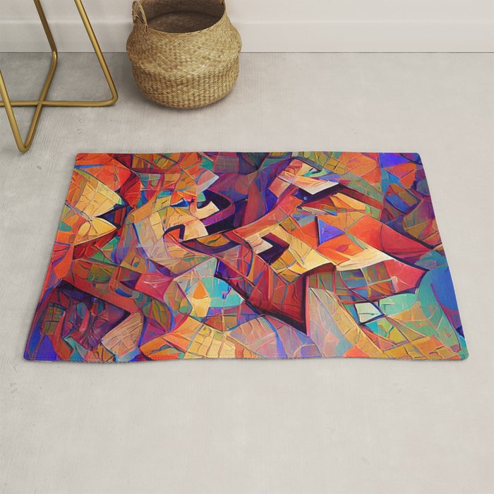 Colorful Distorted Squares Rug Gallery Image 1
