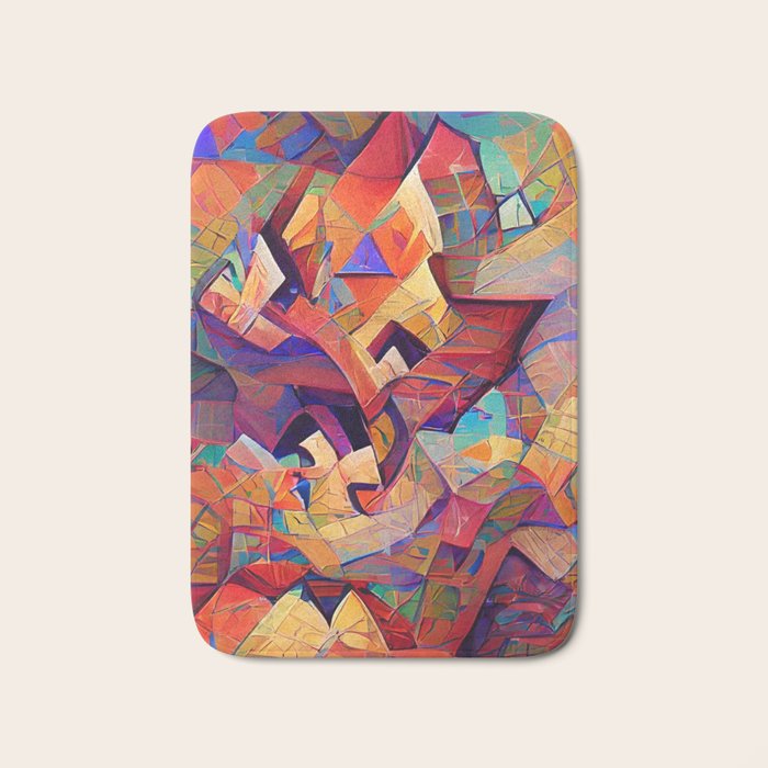 Colorful Distorted Squares Bath Mat Gallery Image 1