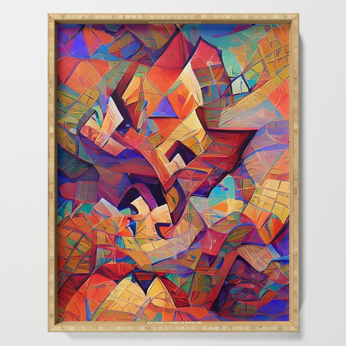 Colorful Distorted Squares Serving Tray Gallery Image 1