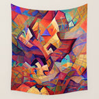 Colorful Distorted Squares Wall Tapestry Gallery Image 4