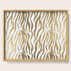 Chic faux gold white modern zebra animal print pattern Serving Tray Gallery Image 1