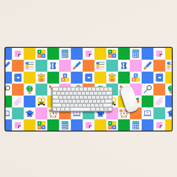 Colorful back to school checkered art pattern Desk Mat Gallery Image 1