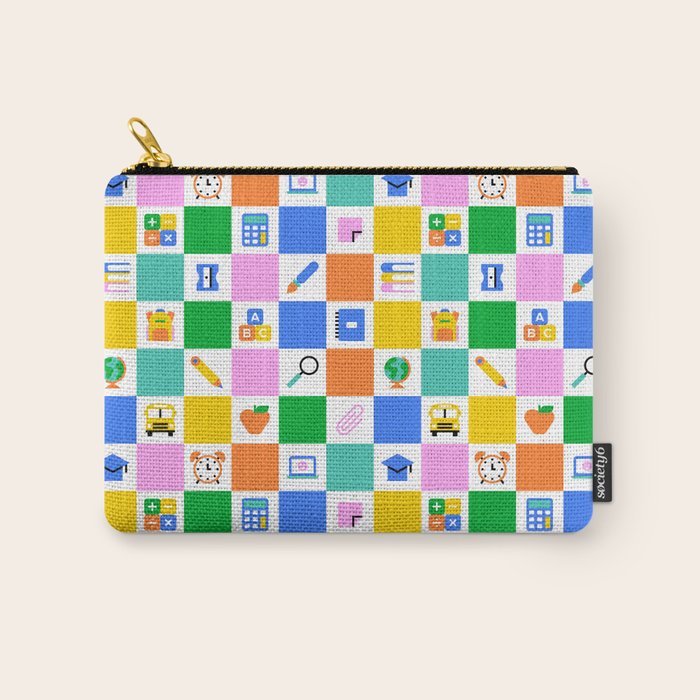 Colorful back to school checkered art pattern Carry All Pouch Gallery Image 1