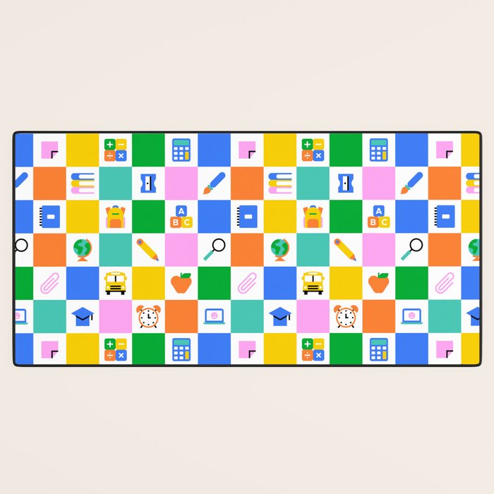 Colorful back to school checkered art pattern Desk Mat Gallery Image 3