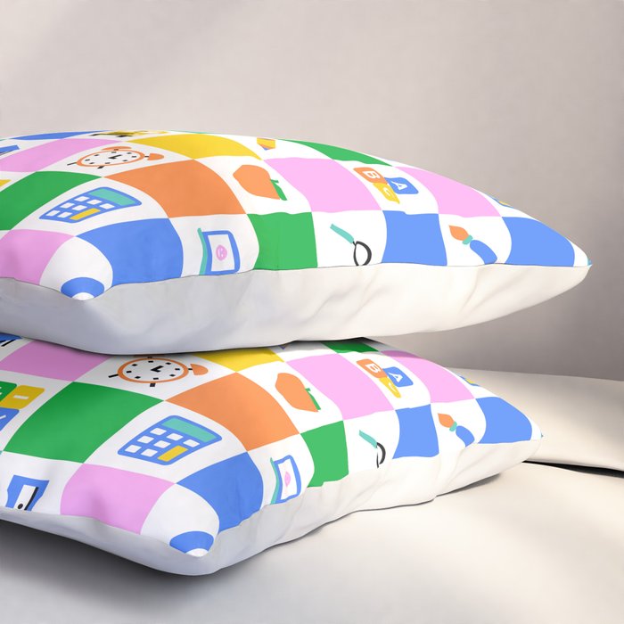 Colorful back to school checkered art pattern Pillow Sham Gallery Image 3