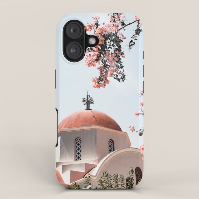 Summer In Greece Art Print | Pink Flowers Photo | Crete Island Holiday | Europe Travel Photography iPhone Case Gallery Image 1