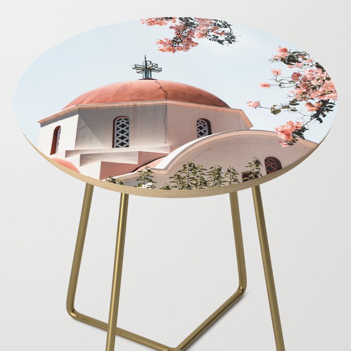 Summer In Greece Art Print | Pink Flowers Photo | Crete Island Holiday | Europe Travel Photography Side Table Gallery Image 2