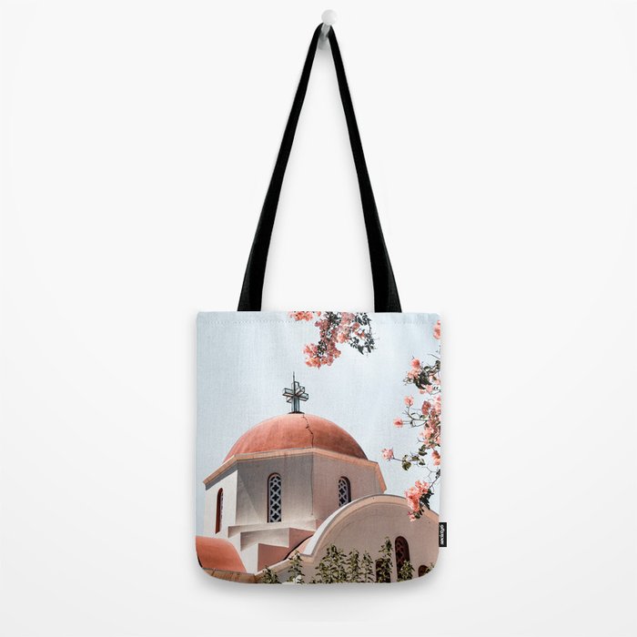Summer In Greece Art Print | Pink Flowers Photo | Crete Island Holiday | Europe Travel Photography Tote Bag Gallery Image 2