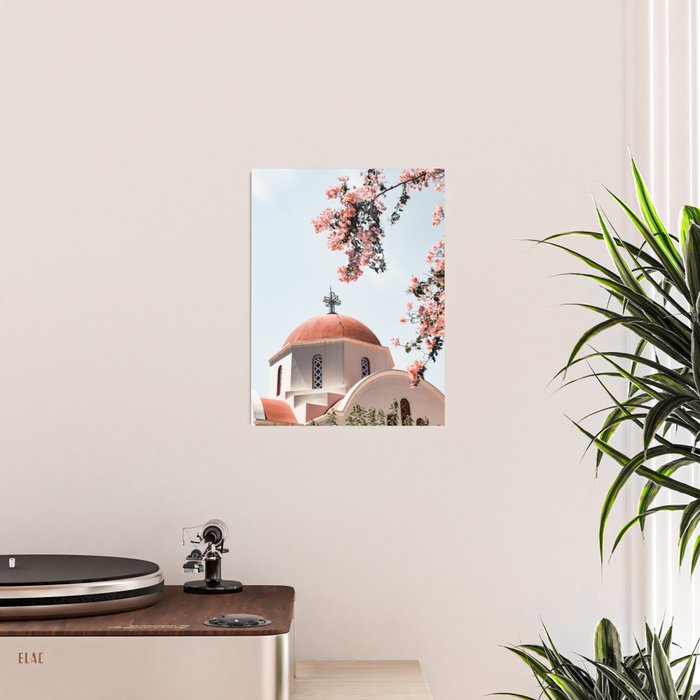Summer In Greece Art Print | Pink Flowers Photo | Crete Island Holiday | Europe Travel Photography Poster Gallery Image 2