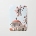 Summer In Greece Art Print | Pink Flowers Photo | Crete Island Holiday | Europe Travel Photography Bath Mat Gallery Image 1