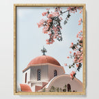 Summer In Greece Art Print | Pink Flowers Photo | Crete Island Holiday | Europe Travel Photography Serving Tray Gallery Image 1