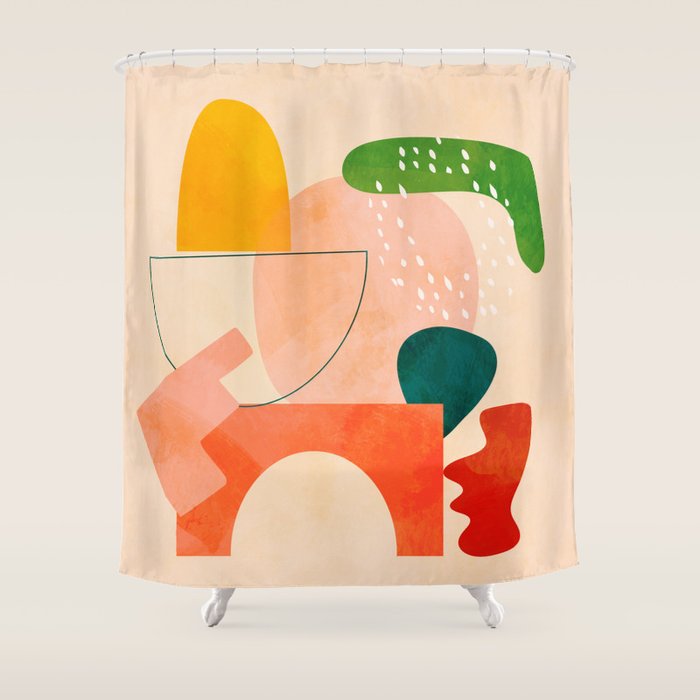 modern art abstract shapes play 2 Shower Curtain Gallery Image 1