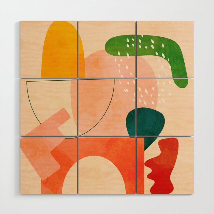 modern art abstract shapes play 2 Wood Wall Art Gallery Image 1