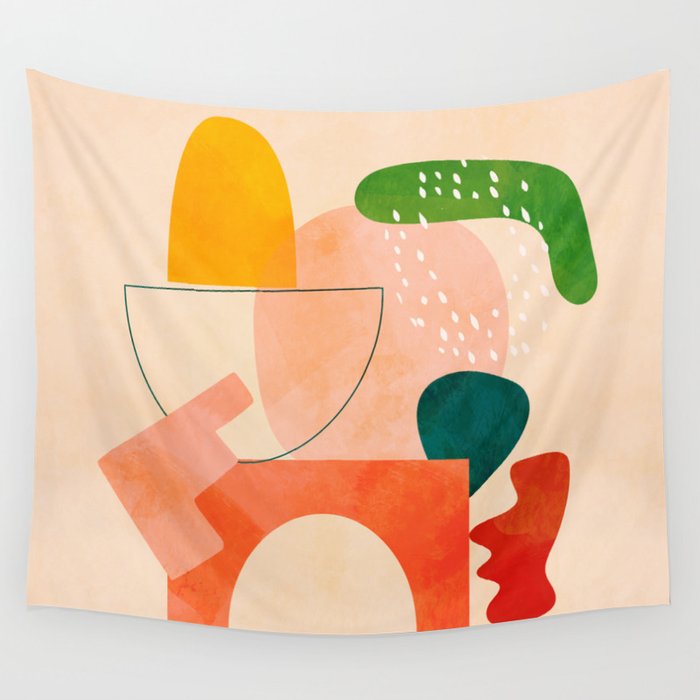 modern art abstract shapes play 2 Wall Tapestry Gallery Image 4