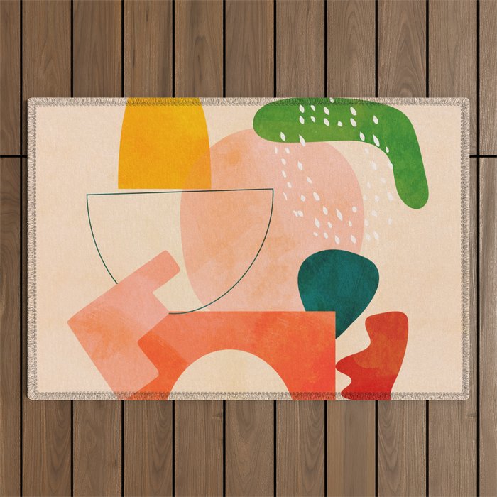 modern art abstract shapes play 2 Outdoor Rug Gallery Image 1