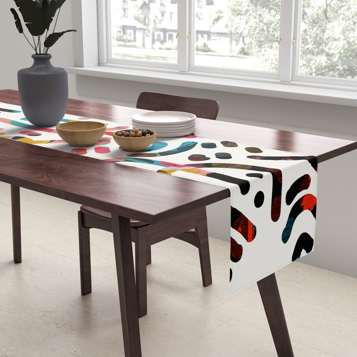 Graffiti Art Life in the Jungle with Symbols of Energy Table Runner Gallery Image 2