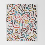 Graffiti Art Life in the Jungle with Symbols of Energy Throw Blanket Gallery Image 2