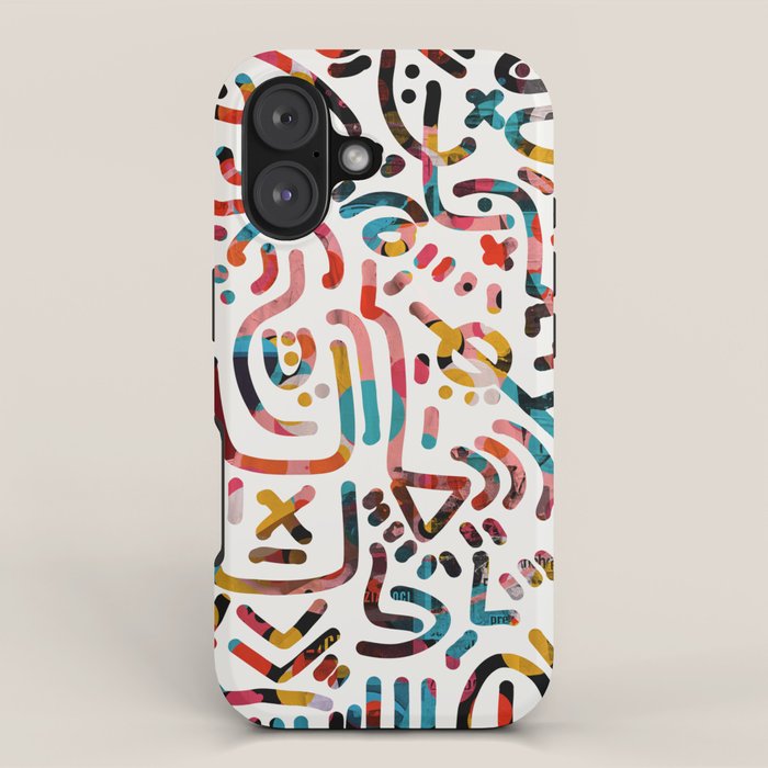 Graffiti Art Life in the Jungle with Symbols of Energy iPhone Case Gallery Image 1