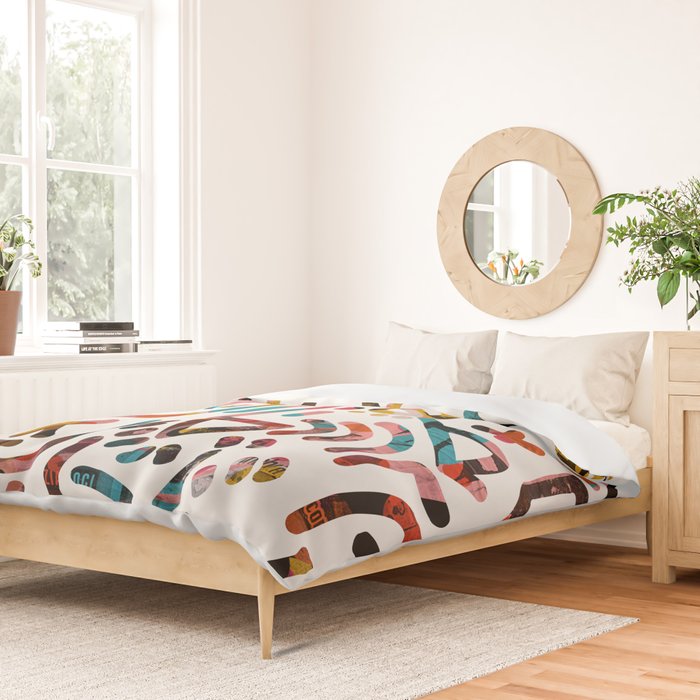 Graffiti Art Life in the Jungle with Symbols of Energy Duvet Cover Gallery Image 2