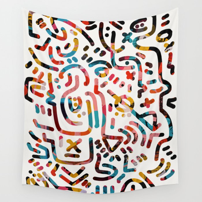Graffiti Art Life in the Jungle with Symbols of Energy Wall Tapestry Gallery Image 4