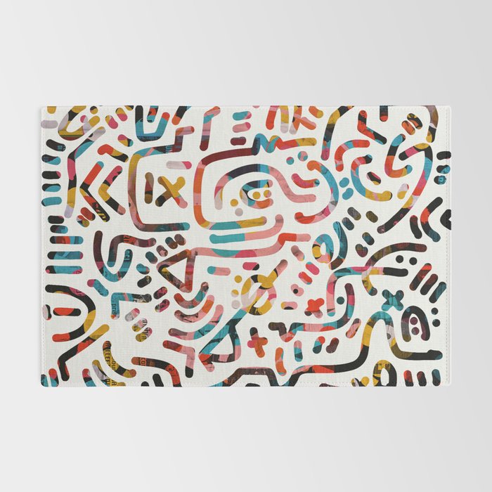 Graffiti Art Life in the Jungle with Symbols of Energy Rug Gallery Image 2