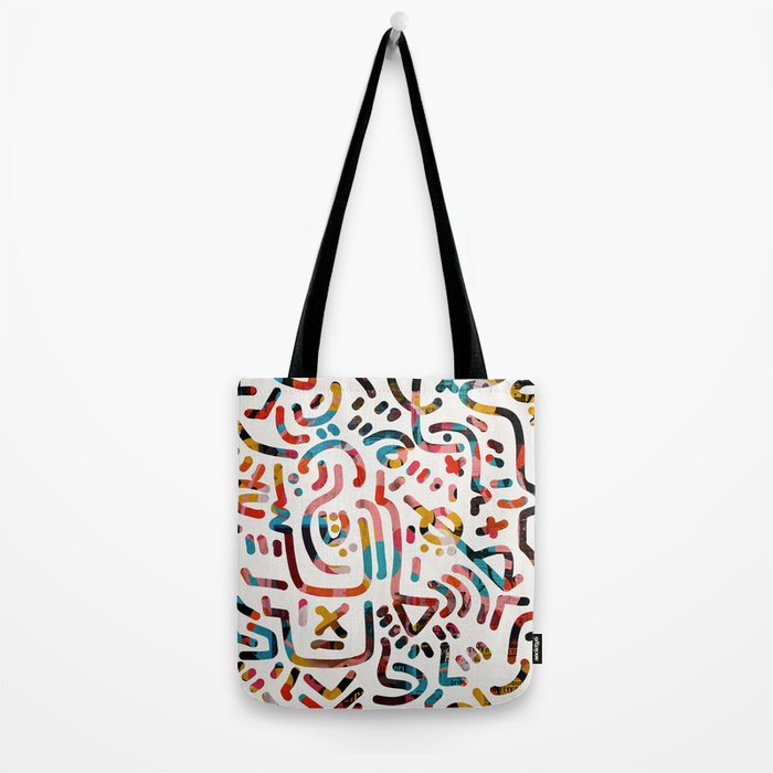 Graffiti Art Life in the Jungle with Symbols of Energy Tote Bag Gallery Image 2