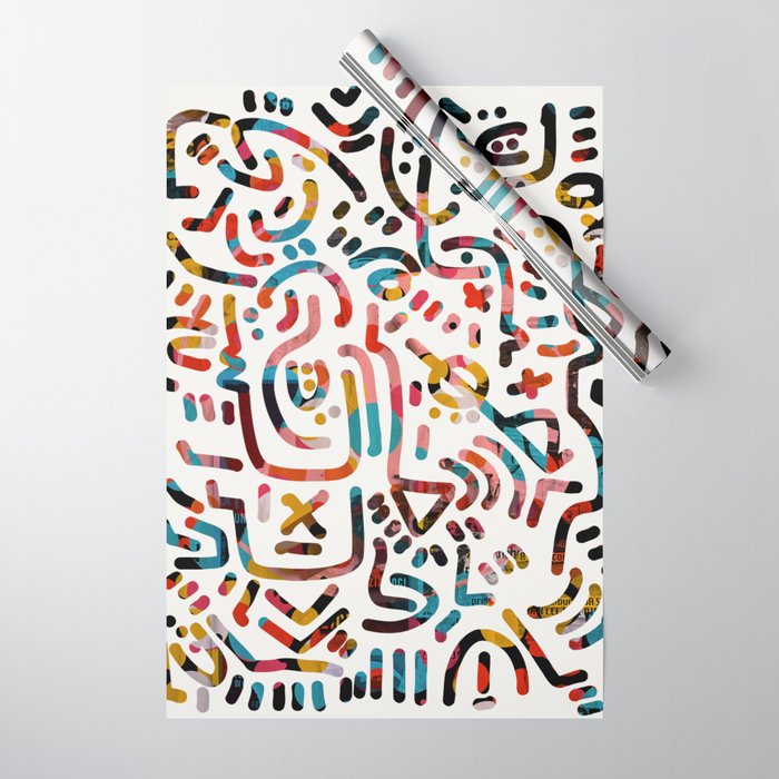 Graffiti Art Life in the Jungle with Symbols of Energy Wrapping Paper Gallery Image 1