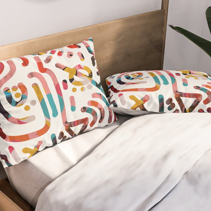 Graffiti Art Life in the Jungle with Symbols of Energy Pillow Sham Gallery Image 2