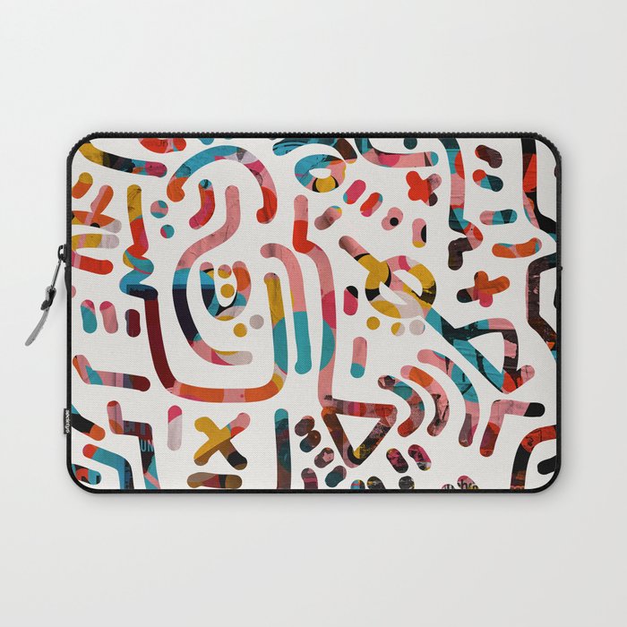 Graffiti Art Life in the Jungle with Symbols of Energy Laptop Sleeve Gallery Image 1