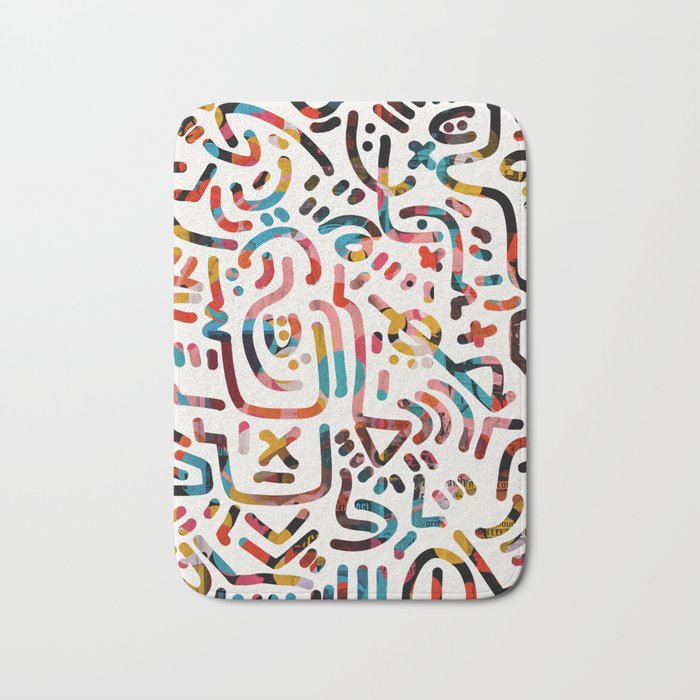 Graffiti Art Life in the Jungle with Symbols of Energy Bath Mat Gallery Image 1