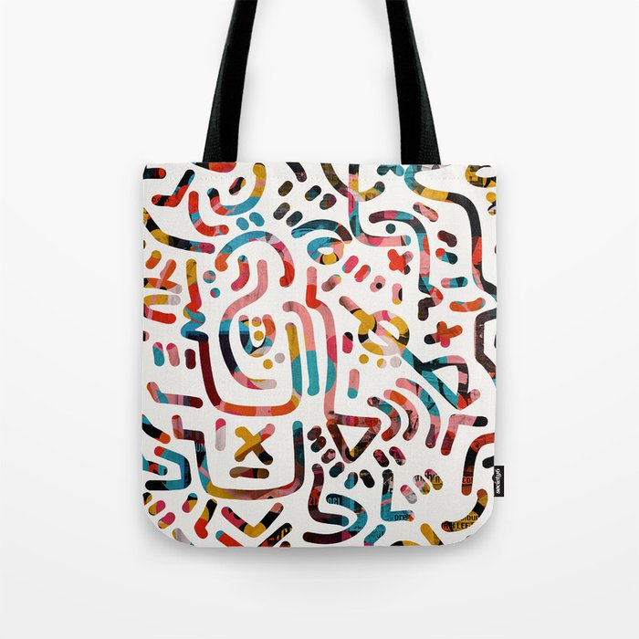 Graffiti Art Life in the Jungle with Symbols of Energy Tote Bag Gallery Image 1