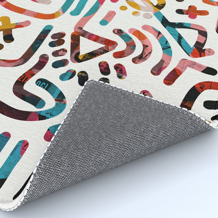 Graffiti Art Life in the Jungle with Symbols of Energy Rug Gallery Image 4