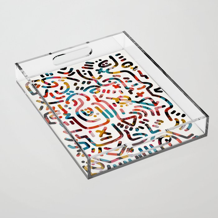 Graffiti Art Life in the Jungle with Symbols of Energy Acrylic Tray Gallery Image 1