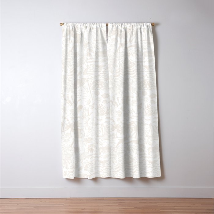 Coastal Daydreams Ivory Ocean Collage Pattern Window Curtain Gallery Image 3